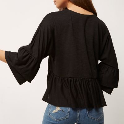 Black double frill top